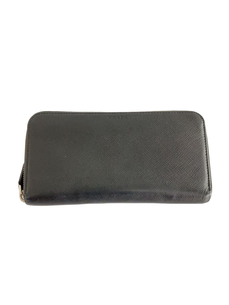 【中古】PRADA◆長札入れ/なめし革/BLK/メンズ/2ML317【服飾雑貨他】