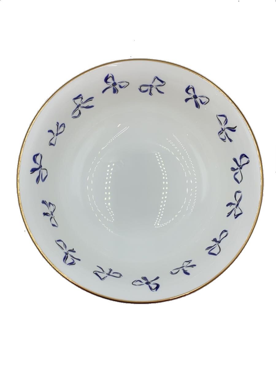 【中古】YVES SAINT LAURENT◆洋食器その他/WHT/サラダボール/リボン柄【キッチン用品】