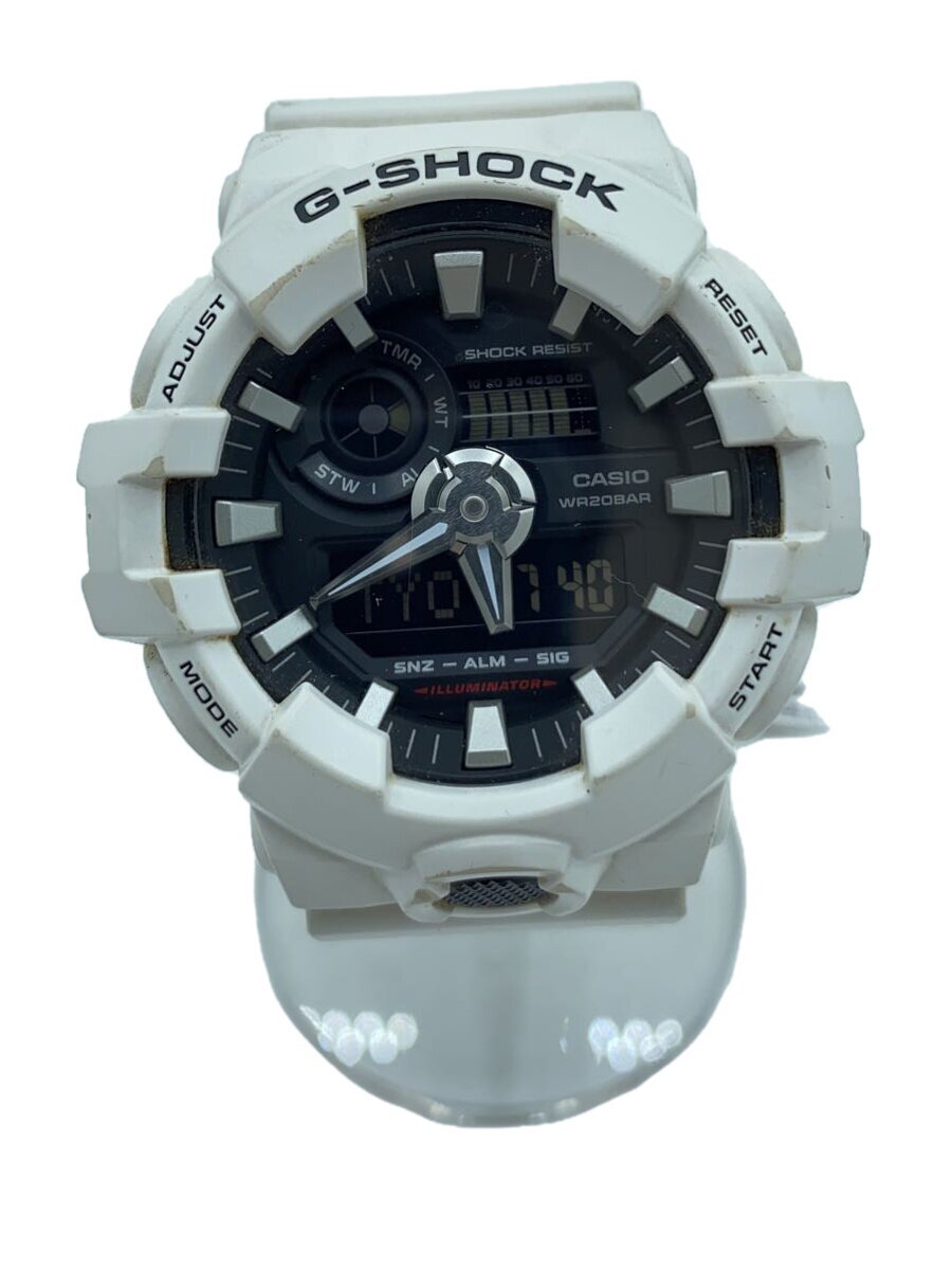 【中古】CASIO◆石英ウオッチ・G-SHOCK/デジアナ/天然ゴム/BLK/WHT【服飾雑貨他】