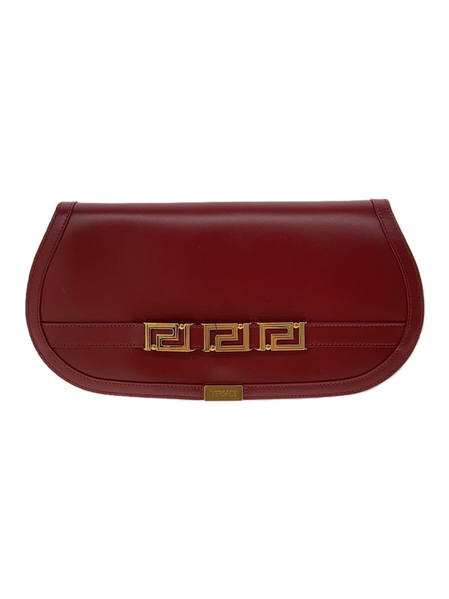 【中古】VERSACE◆クラッチペダル御徒面子/なめし革/RED/グレカ/ゴッデス【御徒面子】
