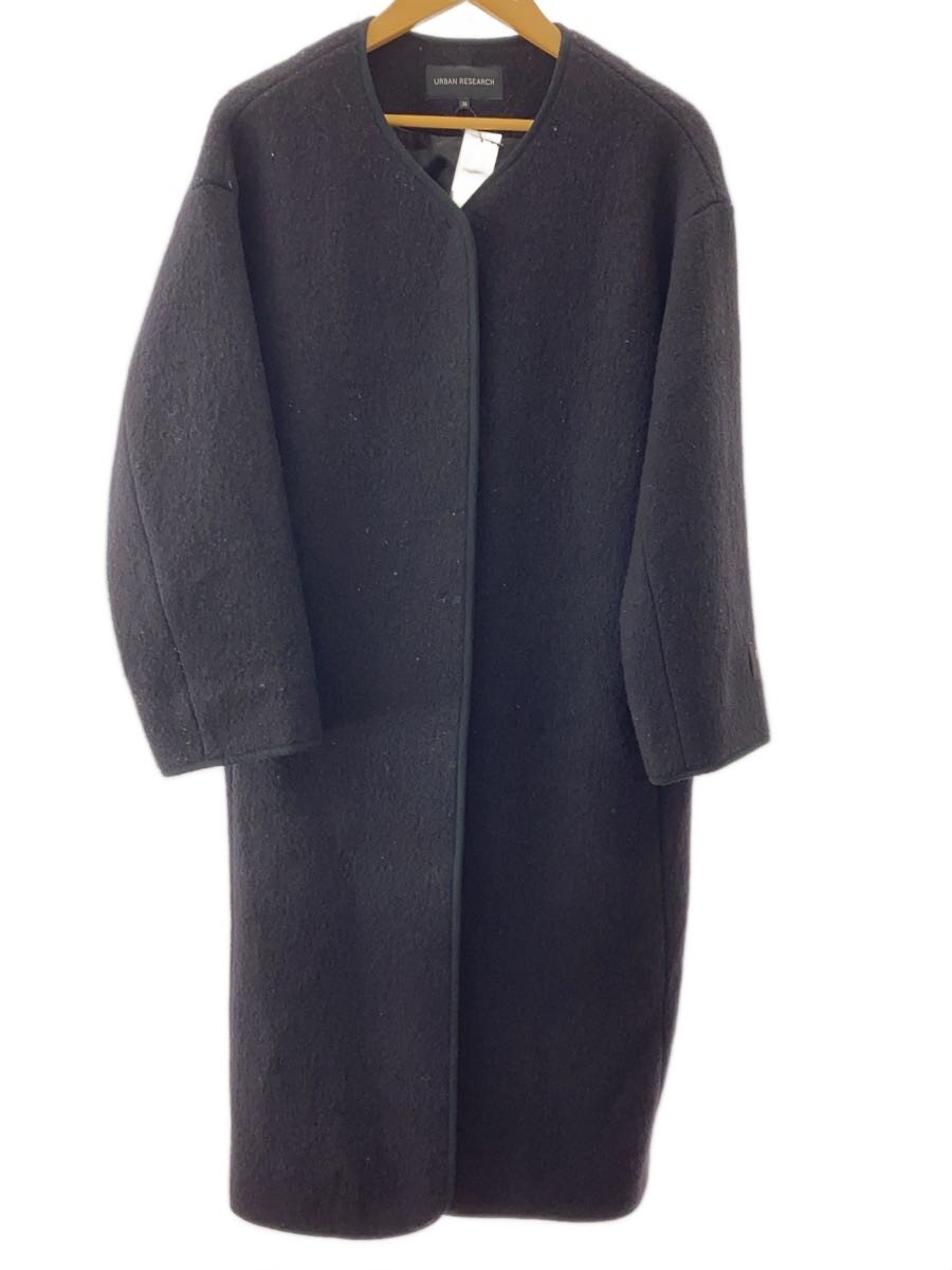 【中古】URBAN RESEARCH◆厚地の外套/38/羊毛/BLK/無地/UR-17-27C003【レディース御召しもの】