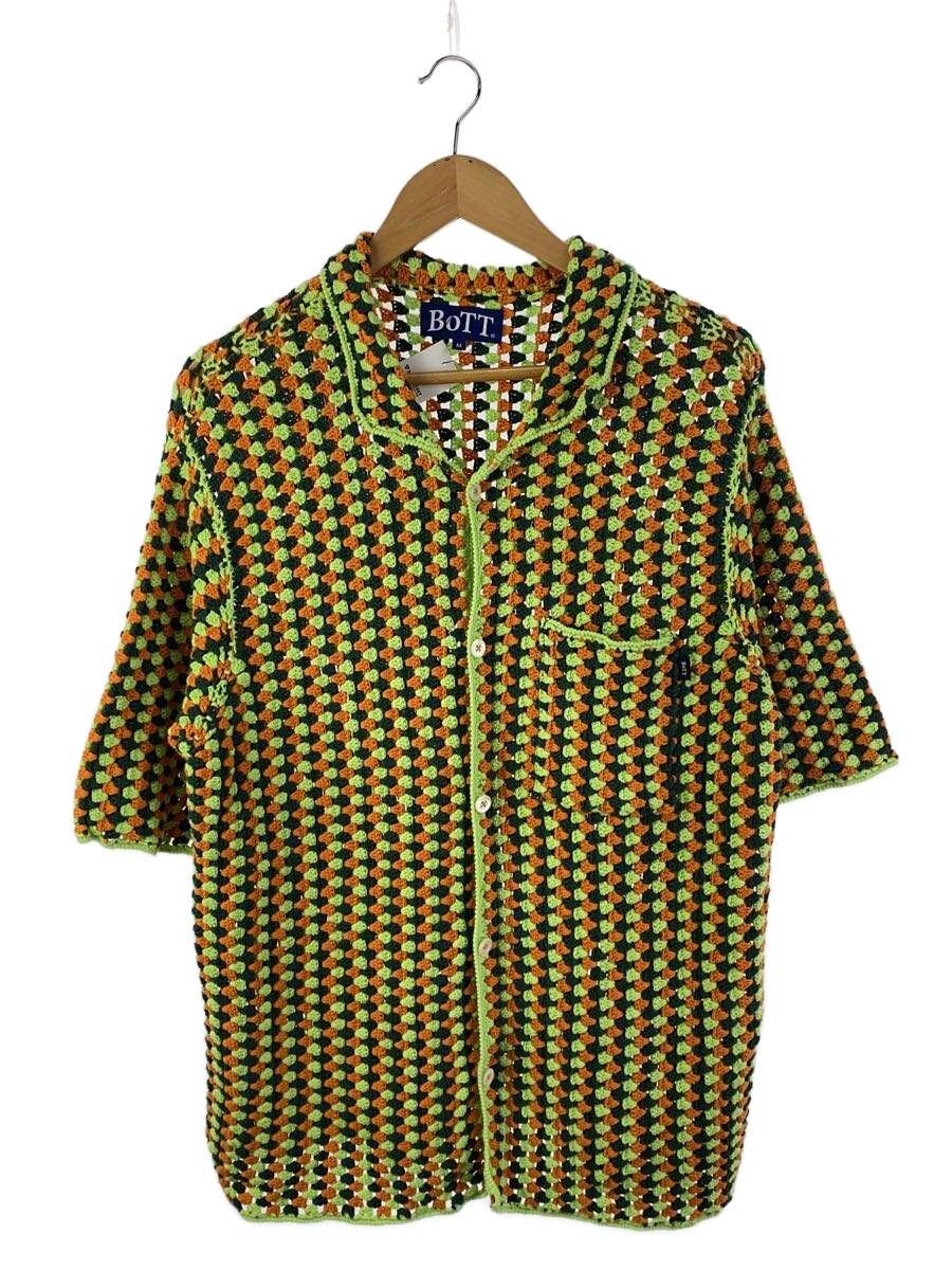 【中古】BoTT◆Cotton Crochet Knit Shirts/M/綿織物/GRN/241BoTT03【メンズウェア】