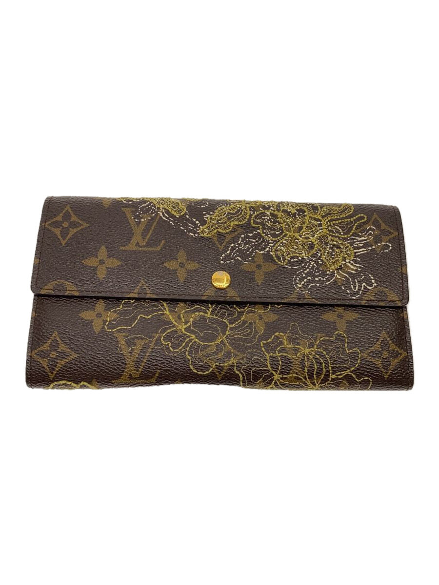 【中古】LOUIS VUITTON◆ポルト・フォイユ・サラ_モノグラム・ダンテェル_BRW/PVC/BRW/レディース//【服飾雑貨他】