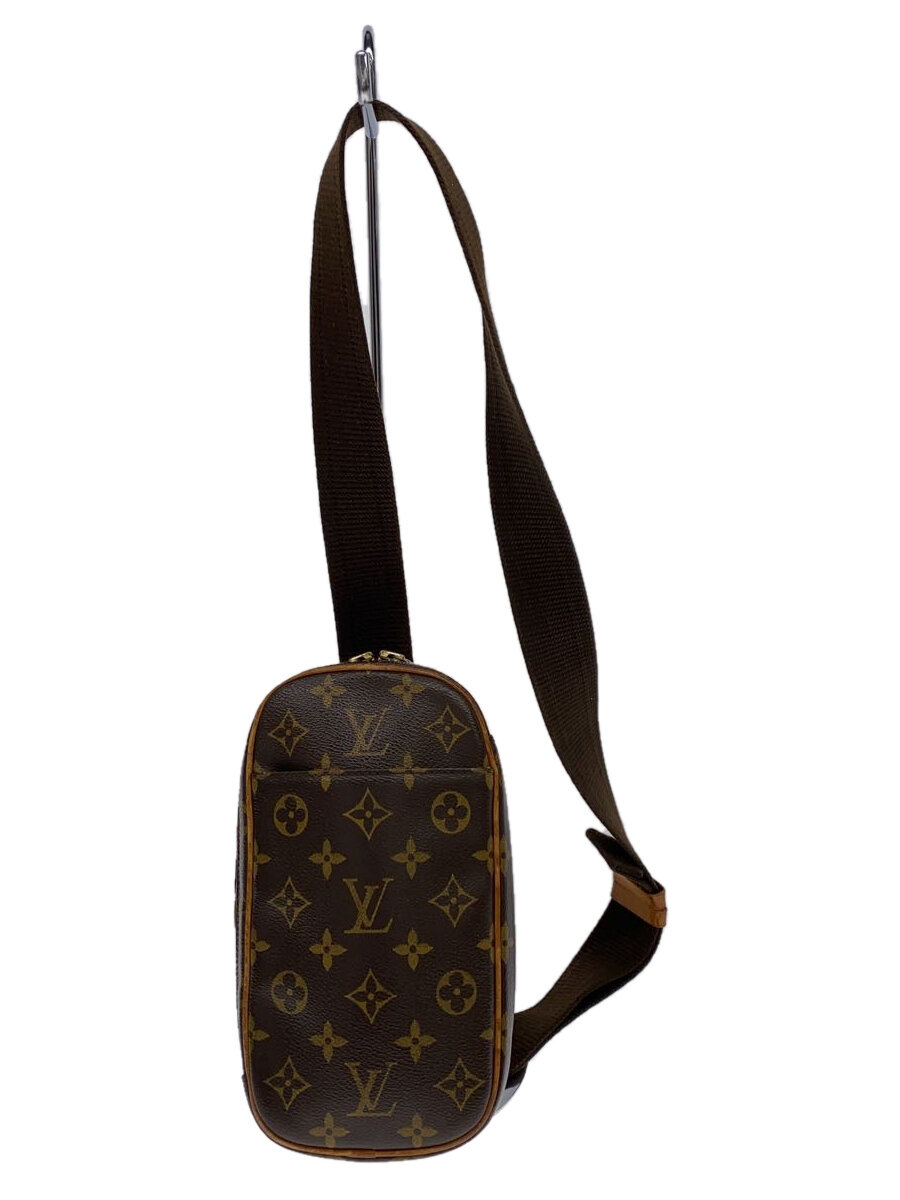 【中古】LOUIS VUITTON◆ポシェット・ガンジュ_モノグラム・帆布/PVC/BRW/総柄【御徒面子】