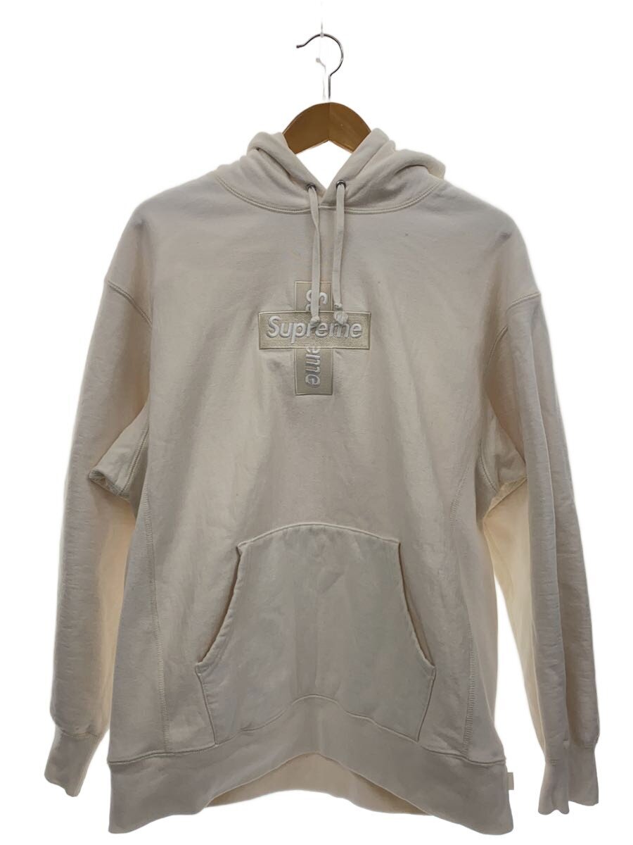 【中古】Supreme◆cross box logo hooded sweatshirt/L/綿織物/BEG/無地【メンズウェア】