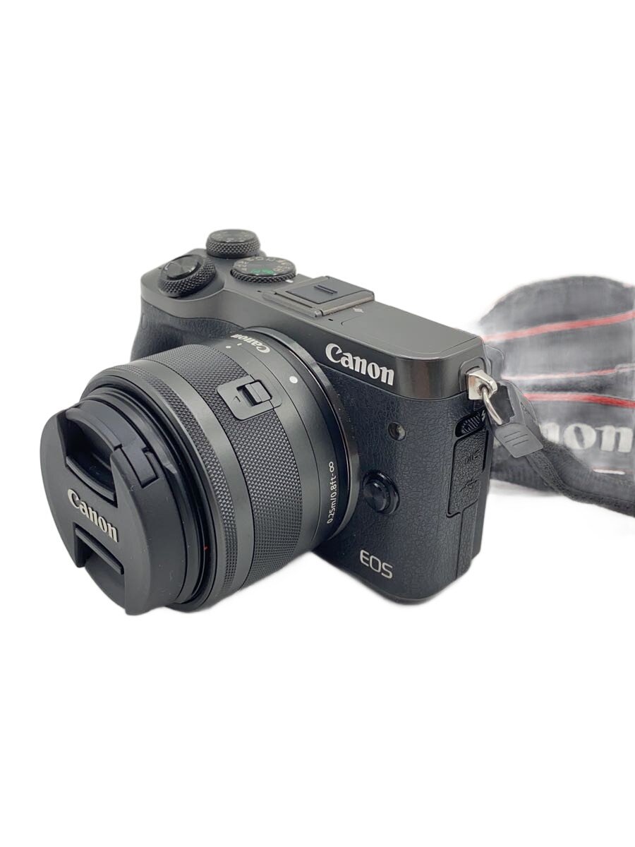 【中古】CANON◆デジタル一眼写真機 EOS M6 EF-M15-45 IS STM 水晶体一揃いの道具 [黒いこと]【写真機】