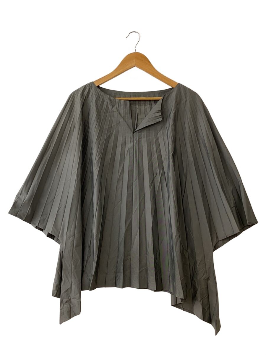 【中古】ISSEY MIYAKE◆シミ有り/長袖トップ/2/ポリエステル/GRY/無地/IM11FJ270//【レディース御召しもの】