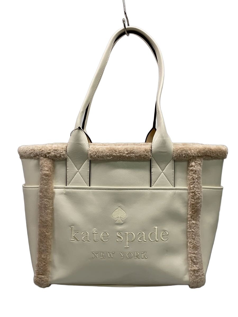 【中古】kate spade new york◆トートバッグ/--/WHT//【御徒面子】