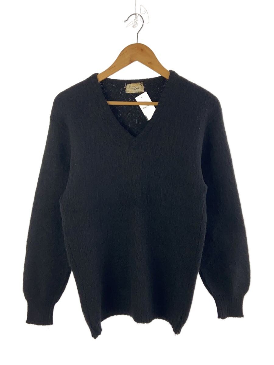 【中古】NUKNIT/編み物・プルオーバー(朦々たる)/--/モヘヤ/BLK/無地/モヘヤ編み物/Vのど首/60s～//【メンズウェア】