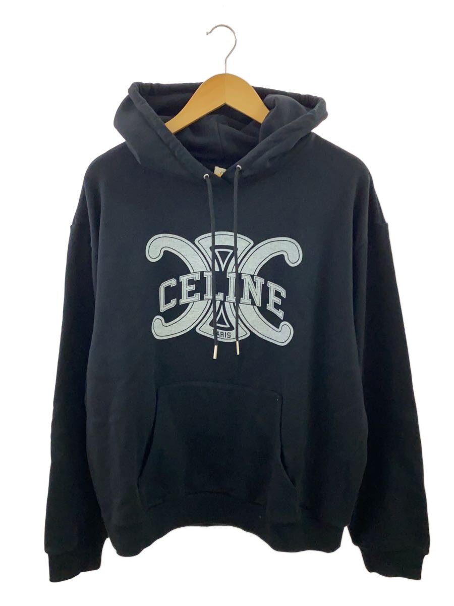 【中古】CELINE◆パーカー/L/綿織物/BLK/トリオンフ【メンズウェア】