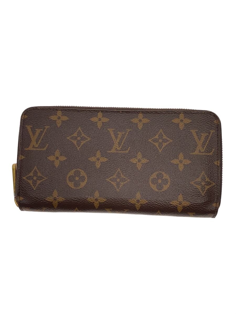【中古】LOUIS VUITTON◆2)ジッピー・ウォレット_モノグラム・帆布_フューシャ/PVC/BRW/レディース【服飾雑貨他】