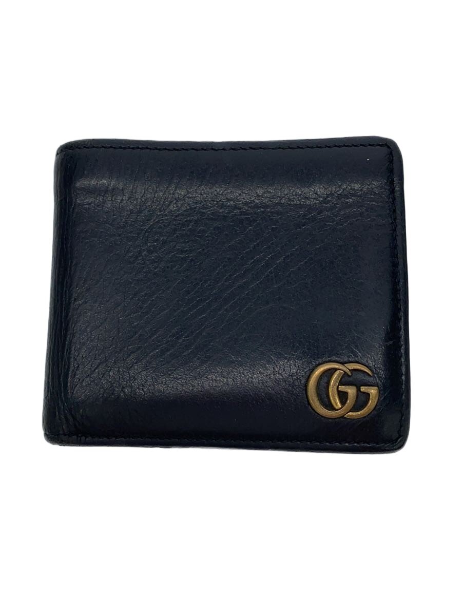 【中古】GUCCI◆2つ折り金入れ/なめし革/黒いこと/メンズ/DOLLAR/多少の当て嵌める感有//【服飾雑貨他】