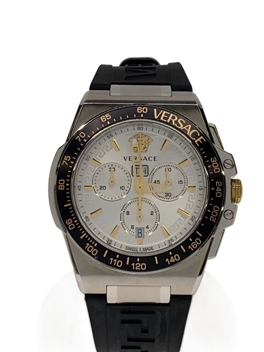 【中古】VERSACE◆GRECA EXTREME/石英ウオッチ/アナログ/天然ゴム/WHT/VE7H00123【服飾雑貨他】
