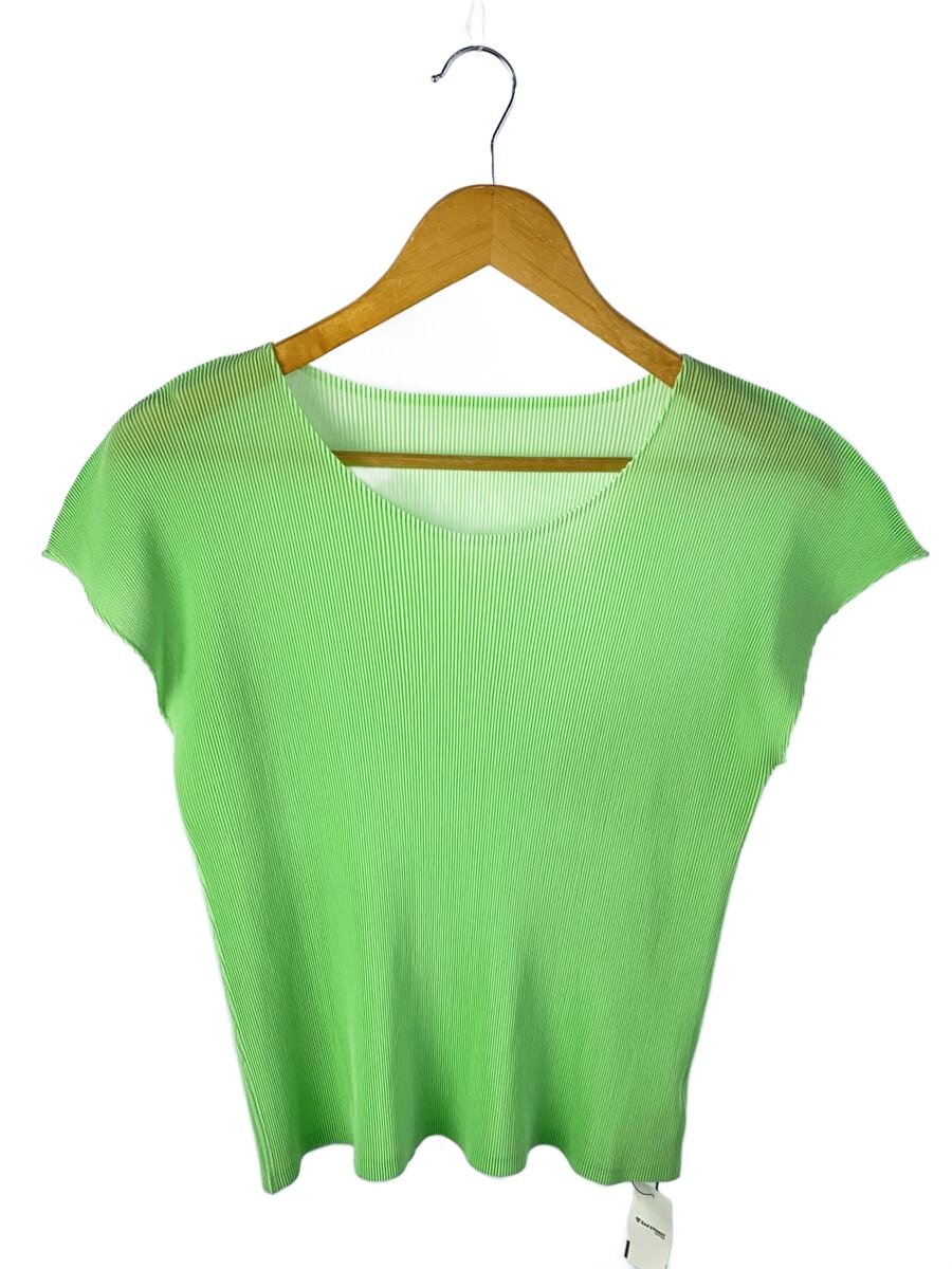 【中古】PLEATS PLEASE ISSEY MIYAKE◆ノースリーブカットソー/5/ポリエステル/緑であること/無地/PP23-FK301【レディースお召しもの】