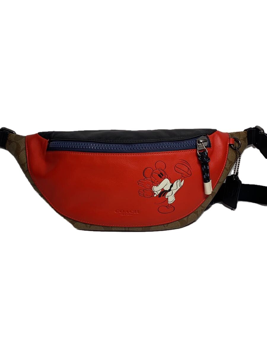 【中古】COACH◆コーチ職/酉の方角御徒面子/なめし革/BRW/総柄/3328/×Disney/空手/シグネチャ-【御徒面子】