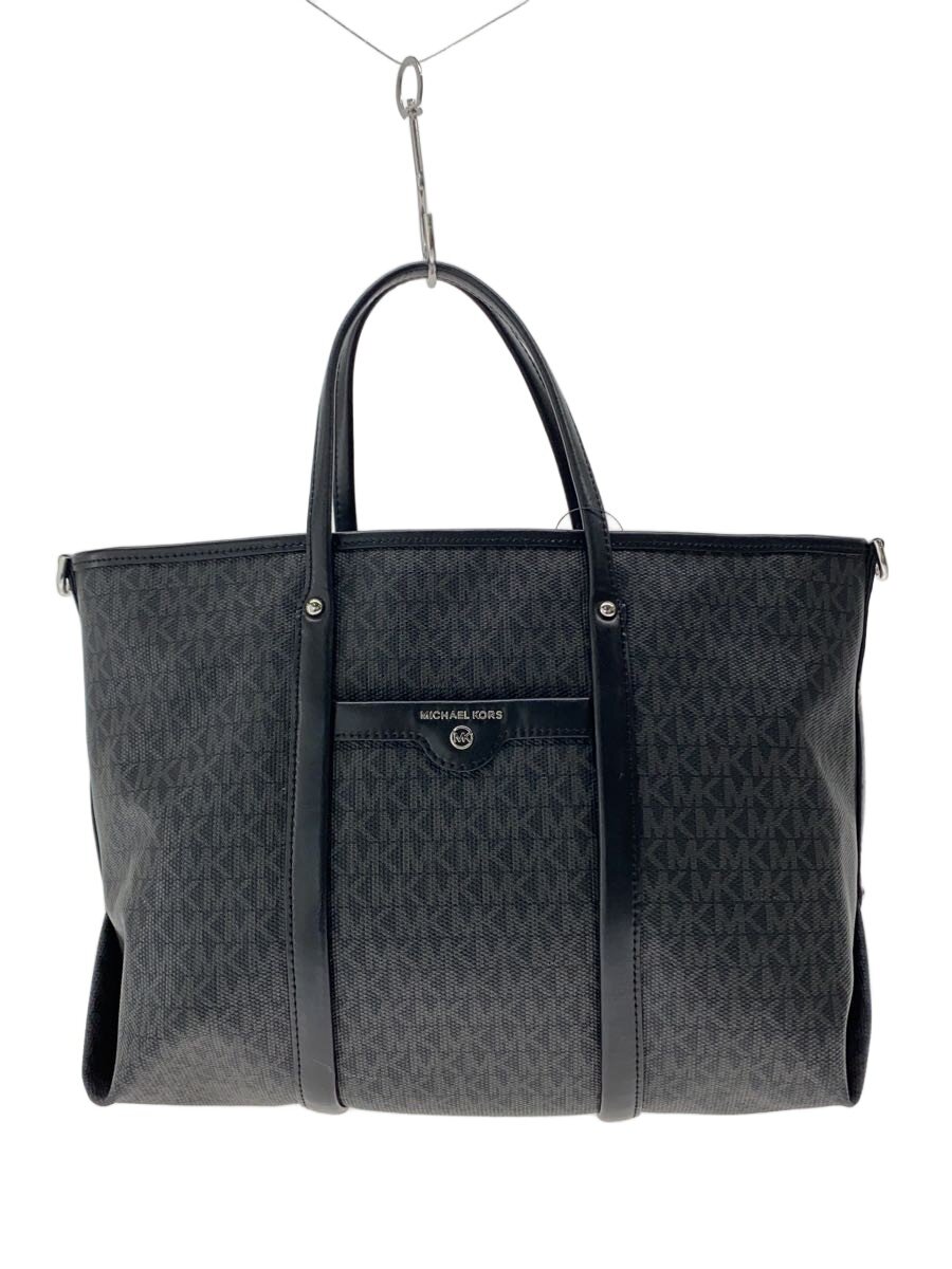 【中古】MICHAEL KORS◆トートバッグ/なめし革/BLK/総柄/30H0SKNT2B【御徒面子】