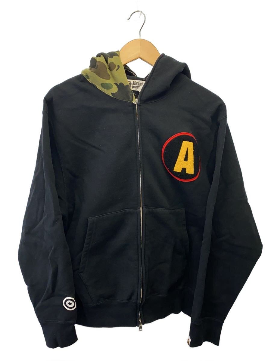 【中古】A BATHING APE◆SHADOW BAPE RELAXED FIT FULL ZIP HOOD/ジップパーカー/M/綿織物/BLK【メンズウェア】