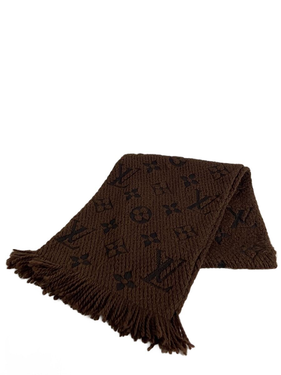 【中古】LOUIS VUITTON◆エシャルプ・ロゴマニア_モノグラム/羊毛/赤銅色/レディース【服飾雑貨他】