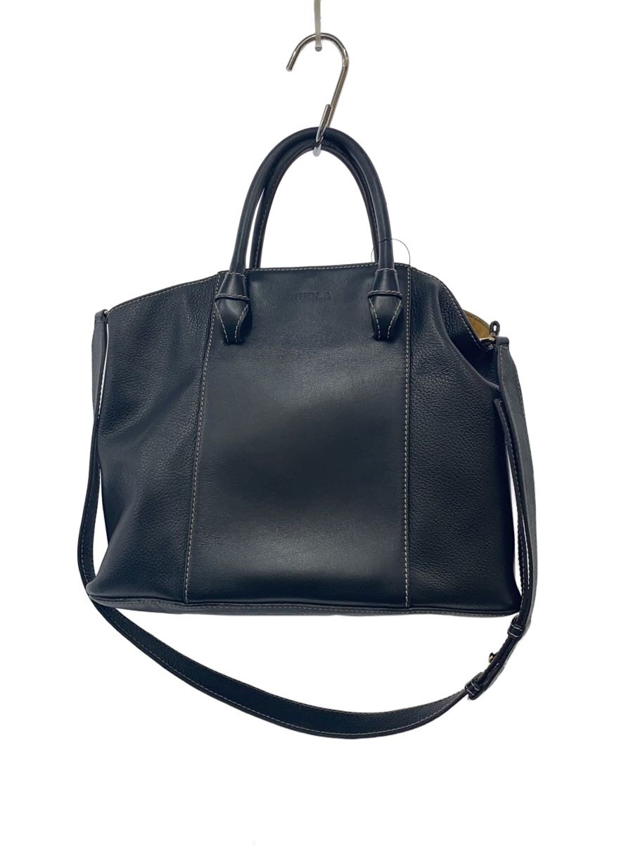 【中古】FURLA◆御徒面子/なめし革/BLK/無地/ミアステラ【御徒面子】