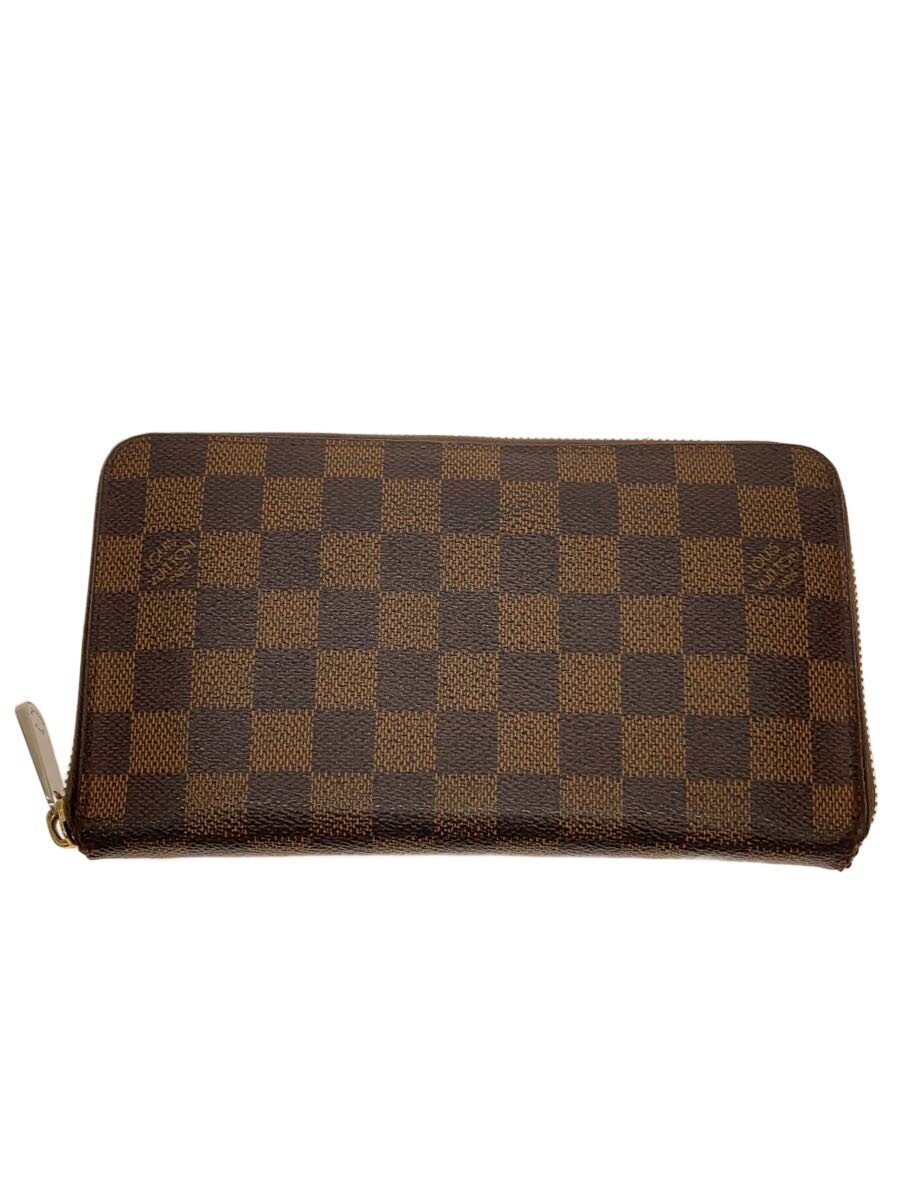 【中古】LOUIS VUITTON◆ジッピー・オーガナイザー_ダミエ・エベヌ/PVC/BRW/総柄/レディース【服飾雑貨他】