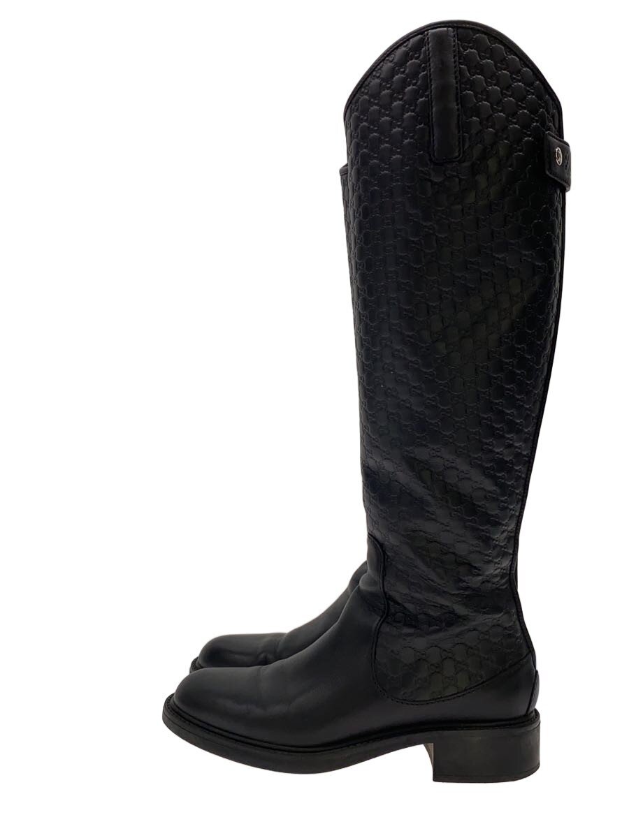【中古】GUCCI◆ロングブーツ/36/BLK/なめし革/494516/マイクログッチシマ【シューズ】