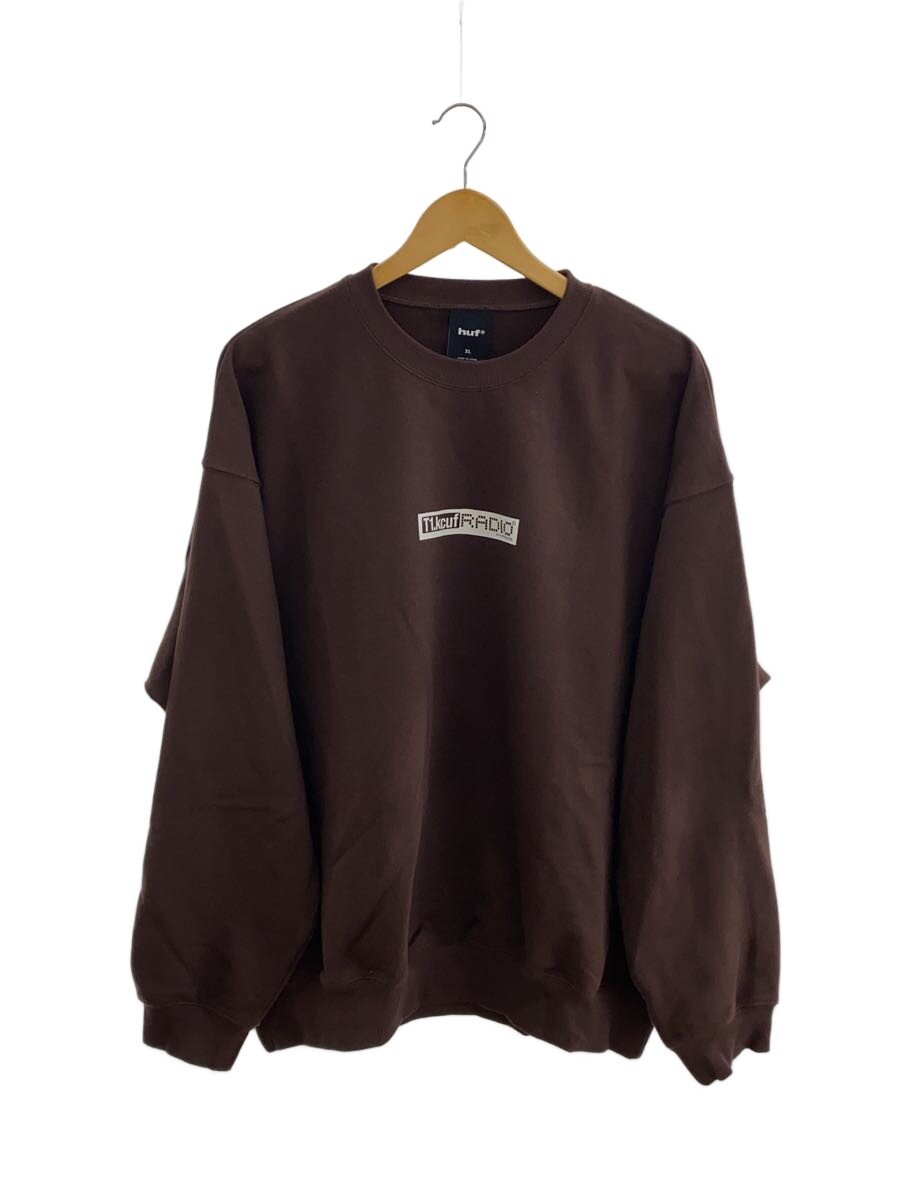 【中古】HUF◆MIDNIGHT RADIO CREW/25AW/汗水/XL/綿織物/BRW【メンズウェア】