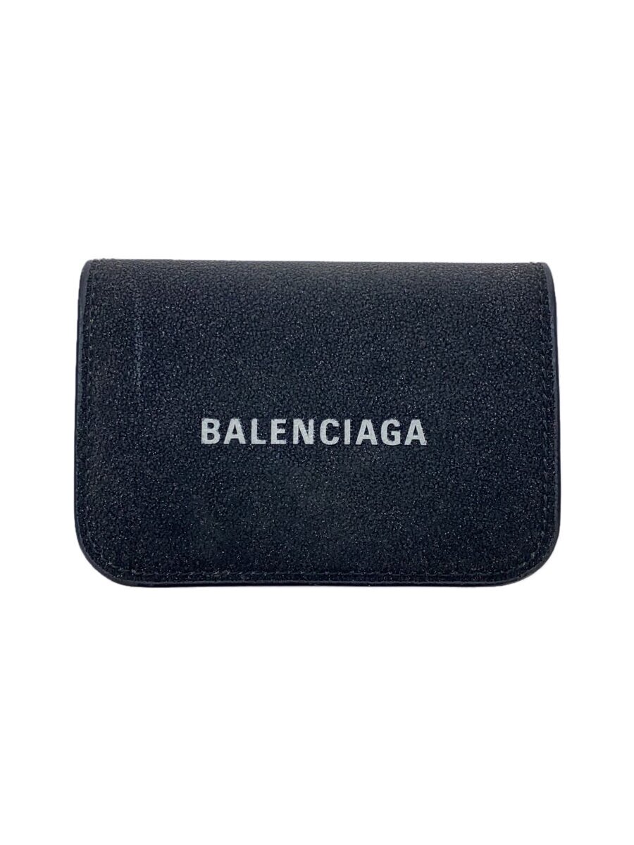 【中古】BALENCIAGA◆3つ折り紙入れ/--/黒いこと/レディース【服飾雑貨他】