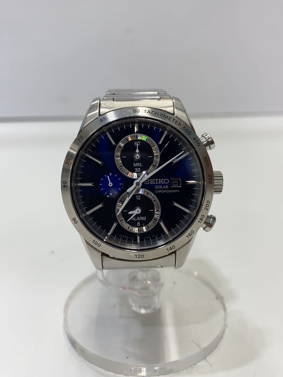 【中古】SEIKO◆ウオッチ/ソーラー/アナログ/BLU/SLV/V172-0AP0//【服飾雑貨他】
