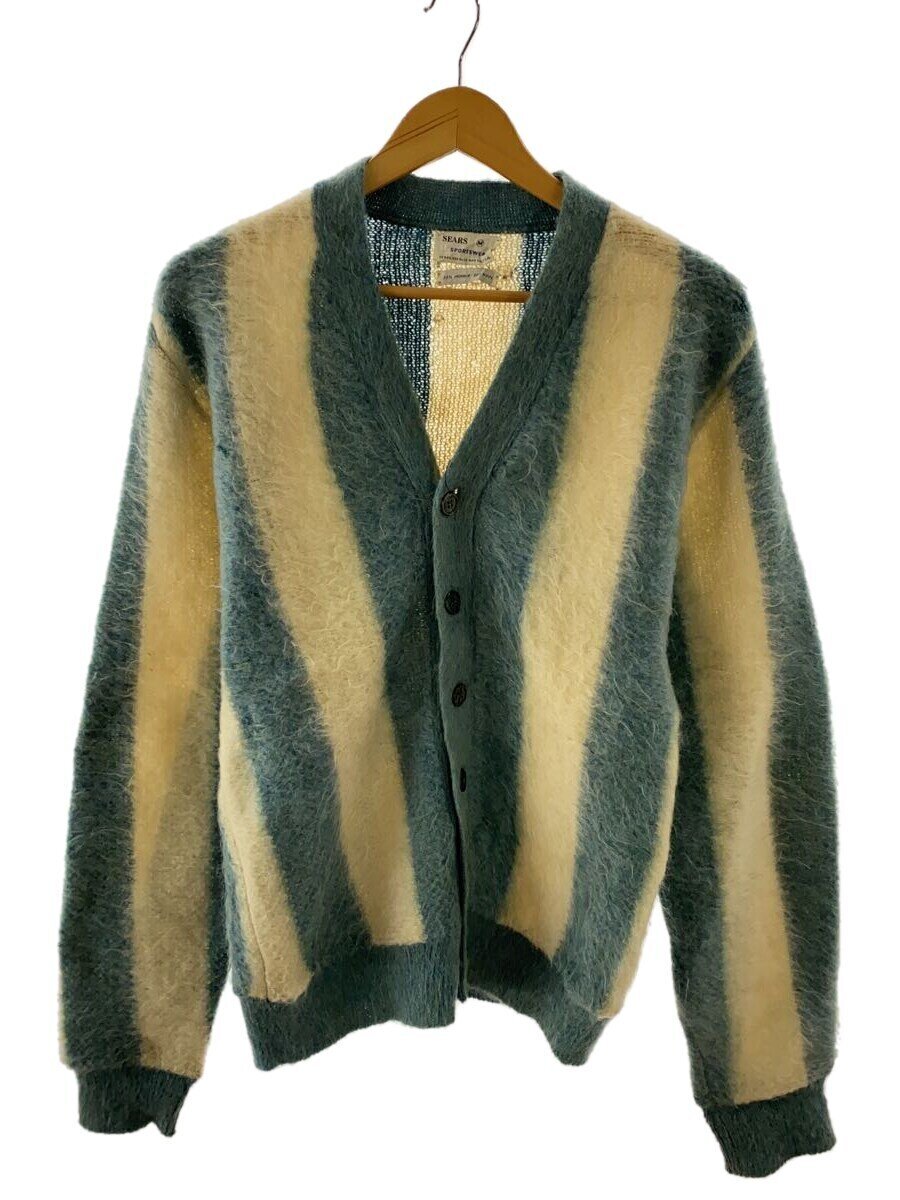 【中古】sears◆60s/モヘヤジレー(薄っぺら)/M/モヘヤ/BLU/縞模様【メンズウェア】