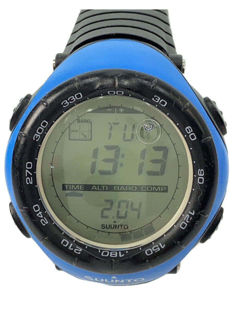 【中古】SUUNTO◆石英ウオッチ/デジアナ/天然ゴム/BLK/VECTOR/ターコイズブルー/傷有【服飾雑貨他】