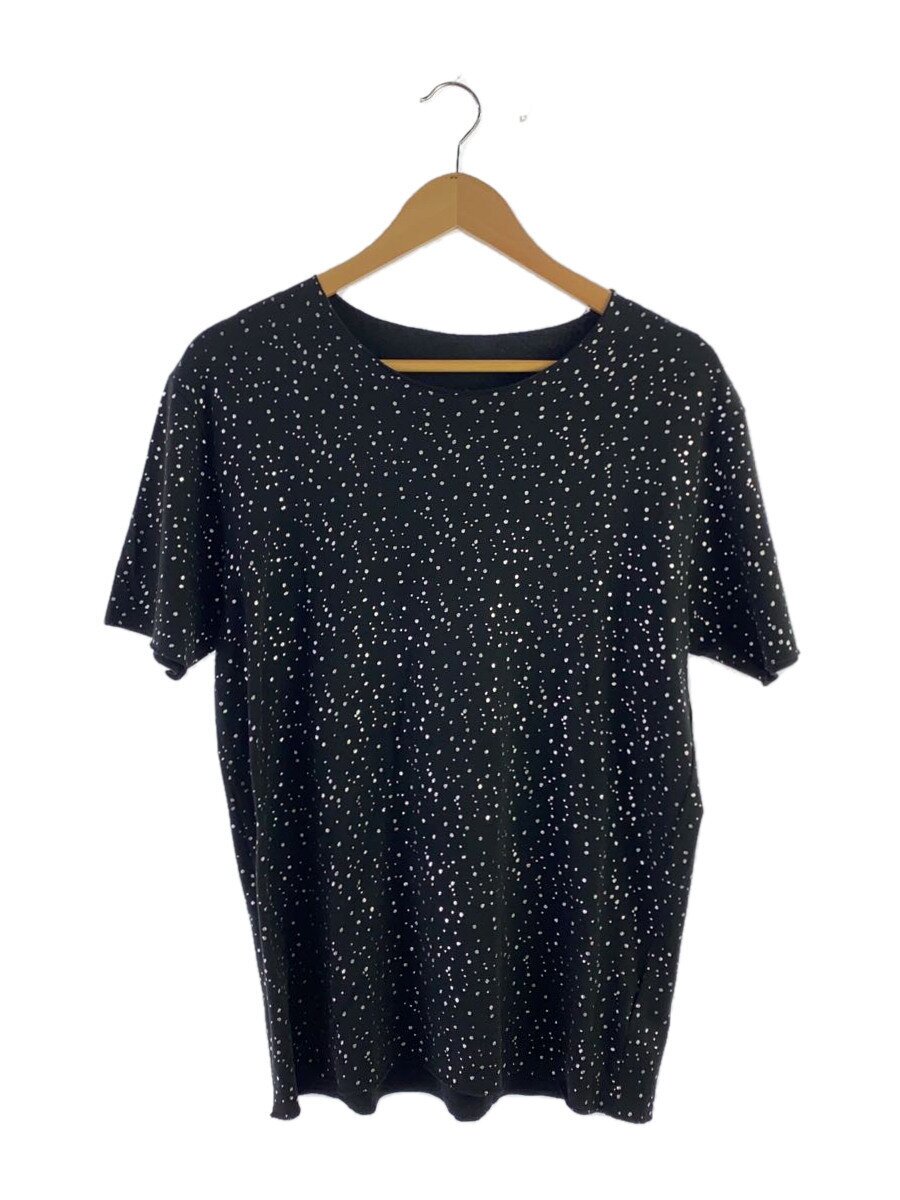【中古】lucien pellat-finet◆グリッターペイントプルオーバー/XL/綿織物/黒いこと×しろがね色/バックスカルプリント/436FL【メンズウェア】