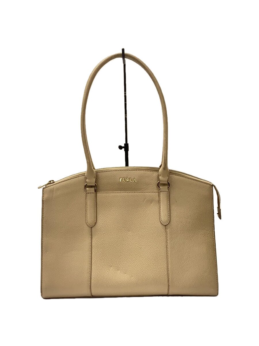 【中古】FURLA◆トートバッグ/なめし革/BEG【御徒面子】