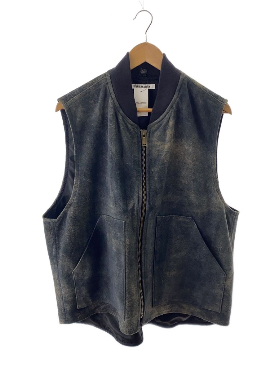 【中古】SEVEN BY SEVEN◆LEATHER WORK VEST/より良い/M/野羊革/NVY/無地/800-5125003【メンズウェア】