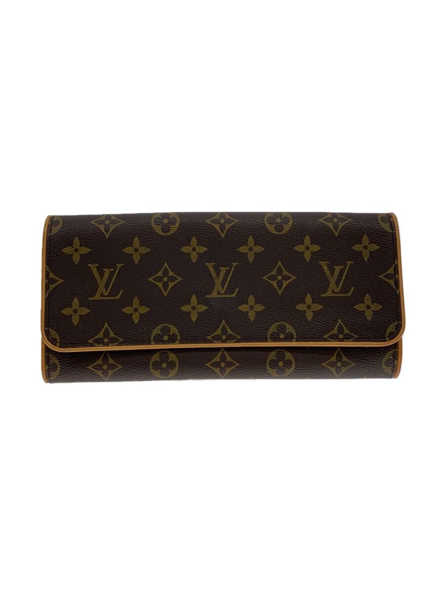 【中古】LOUIS VUITTON◆ポシェット・ツインGM_モノグラム・帆布/PVC/赤銅色/モノグラム/M51852/ルイヴィトン【御徒面子】