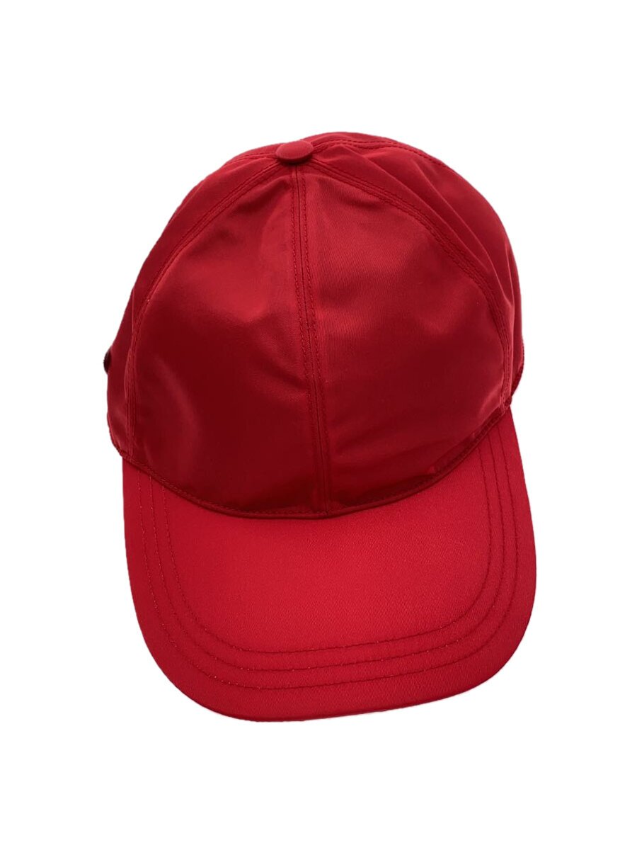 【中古】PRADA◆シルクベースボールキャップ/M/ポリエステル/RED/無地/メンズ/1HC274【服飾雑貨他】