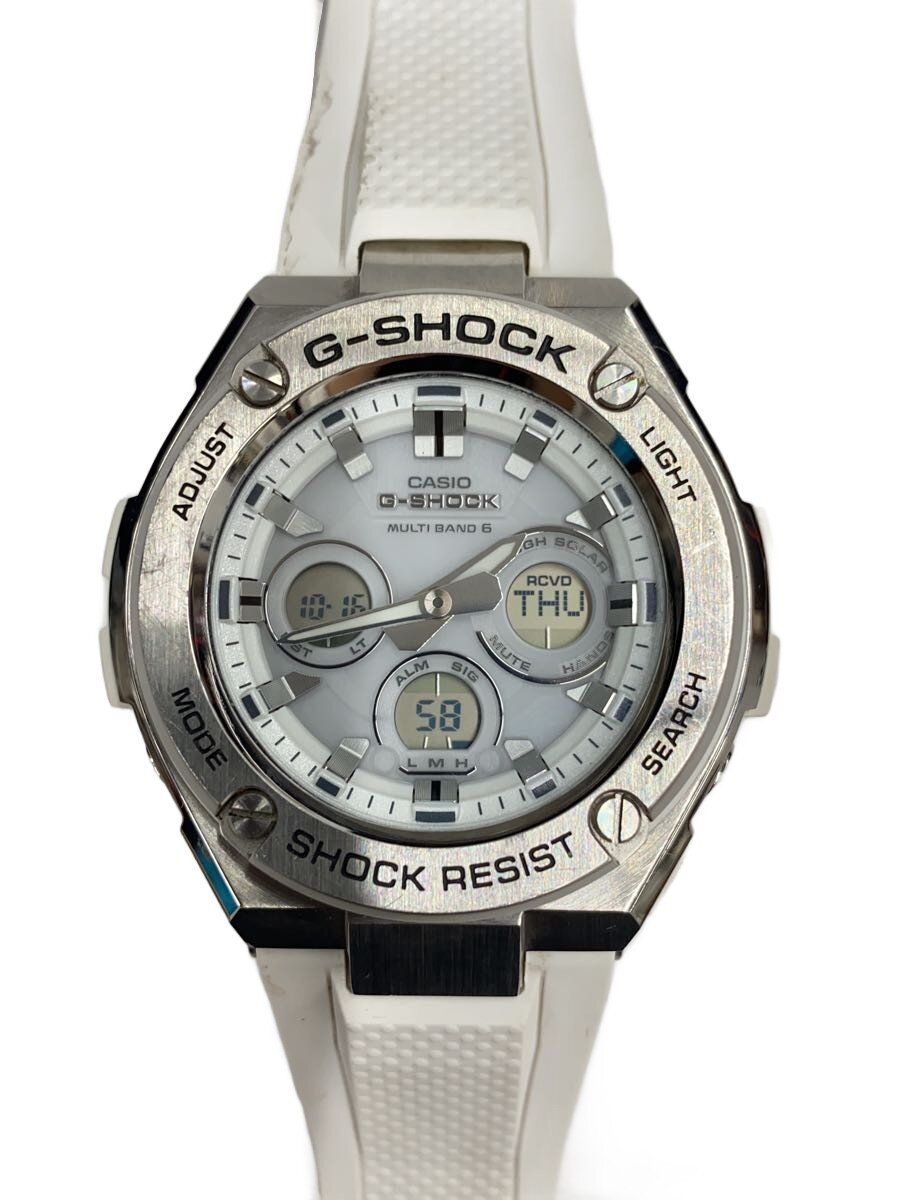 【中古】CASIO◆ソーラーウオッチ・G-SHOCK/デジアナ/天然ゴム/SLV/白/GST-W310-7AJF/カシオ【服飾雑貨他】
