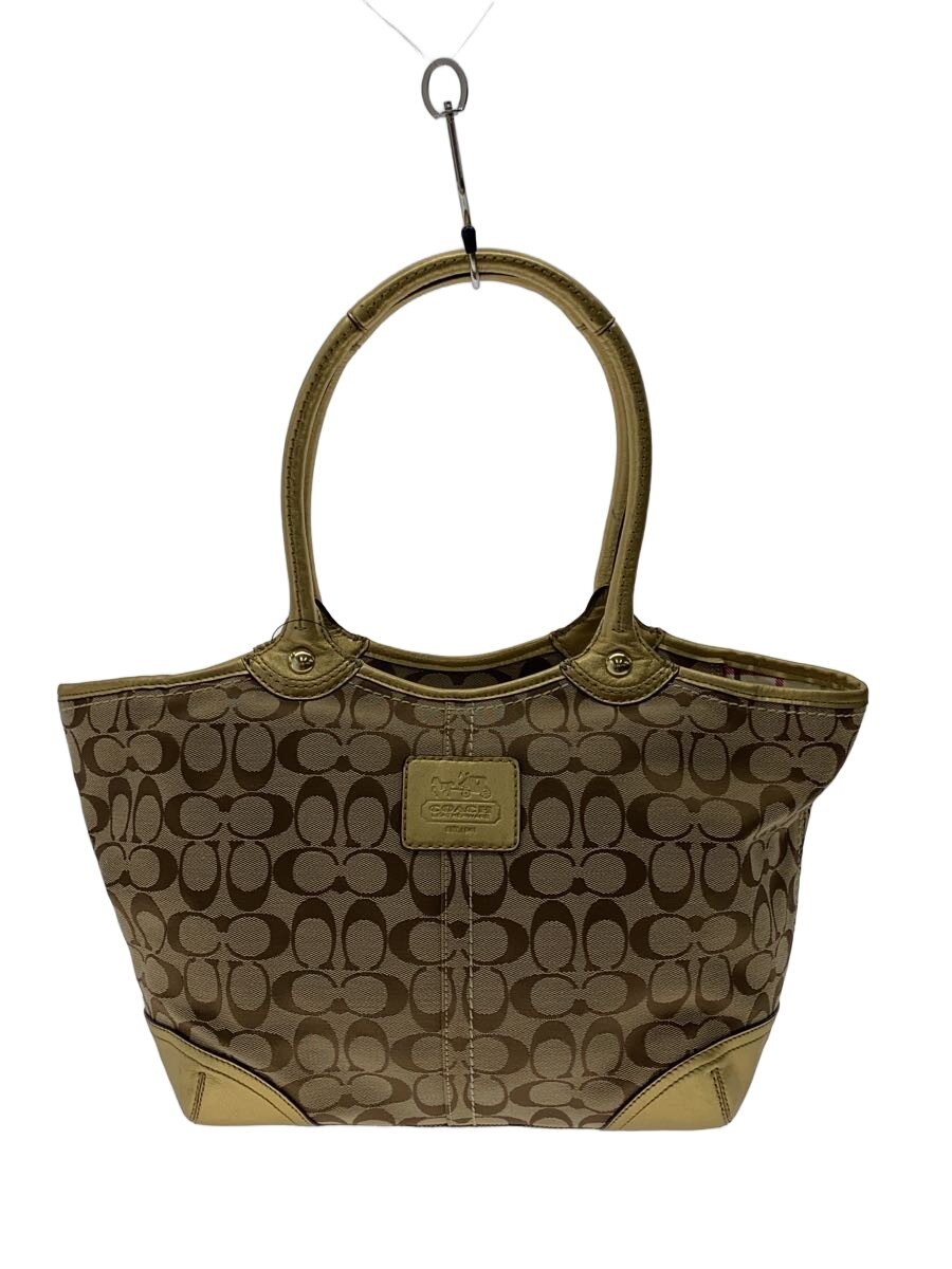【中古】COACH◆トートバッグ_書き判/帆布/GLD/総柄【御徒面子】