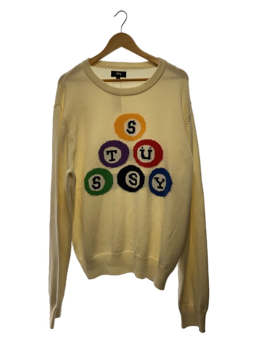 【中古】STUSSY◆BILLIARD SWEATER/XL/綿織物/CRM/総柄【メンズウェア】