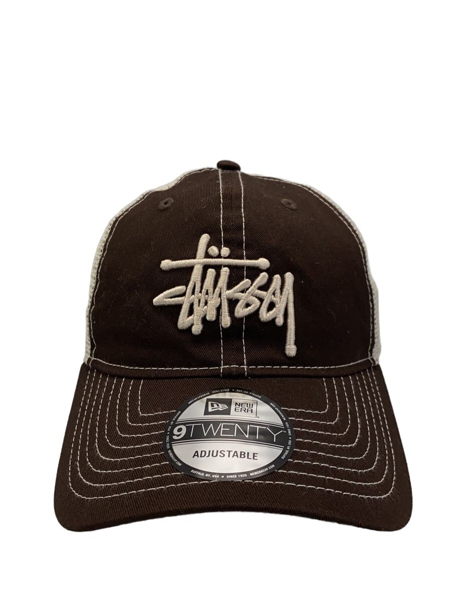 【中古】STUSSY◆24SS/9Twenty Basic Trucker/ロゴタイプ刺しゅうメッシュトラッカーキャップ/赤銅色/茶【服飾雑貨他】