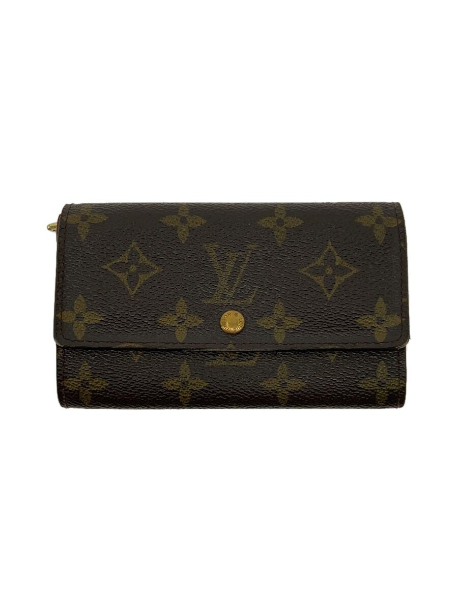 【中古】LOUIS VUITTON◆ポルト・モネ・ジップ_モノグラム・キャンバス/PVC/BRW/レディース【服飾雑貨他】
