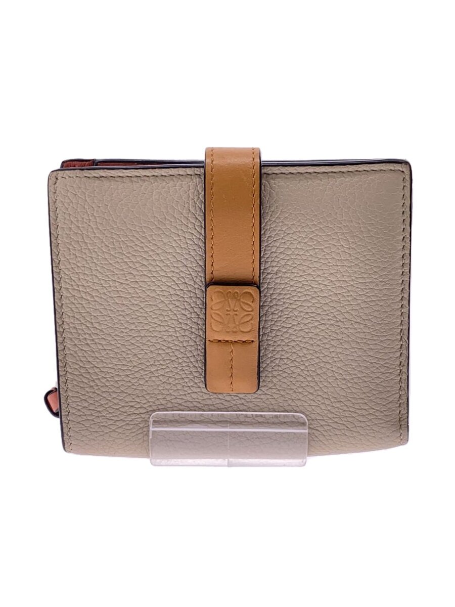 【中古】LOEWE◆COMPACT ZIP WALLT/2つ折り銭入れ/BEG/レディース/C660Z41X01【服飾雑貨他】