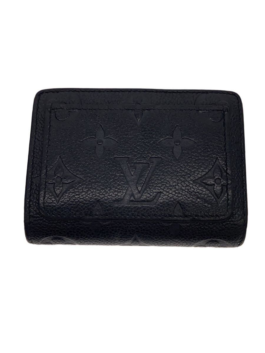 【中古】LOUIS VUITTON◆ポルト・フォイユ・クレア_モノグラム・アンプラント/レザー/BLK/メンズ【服飾雑貨他】