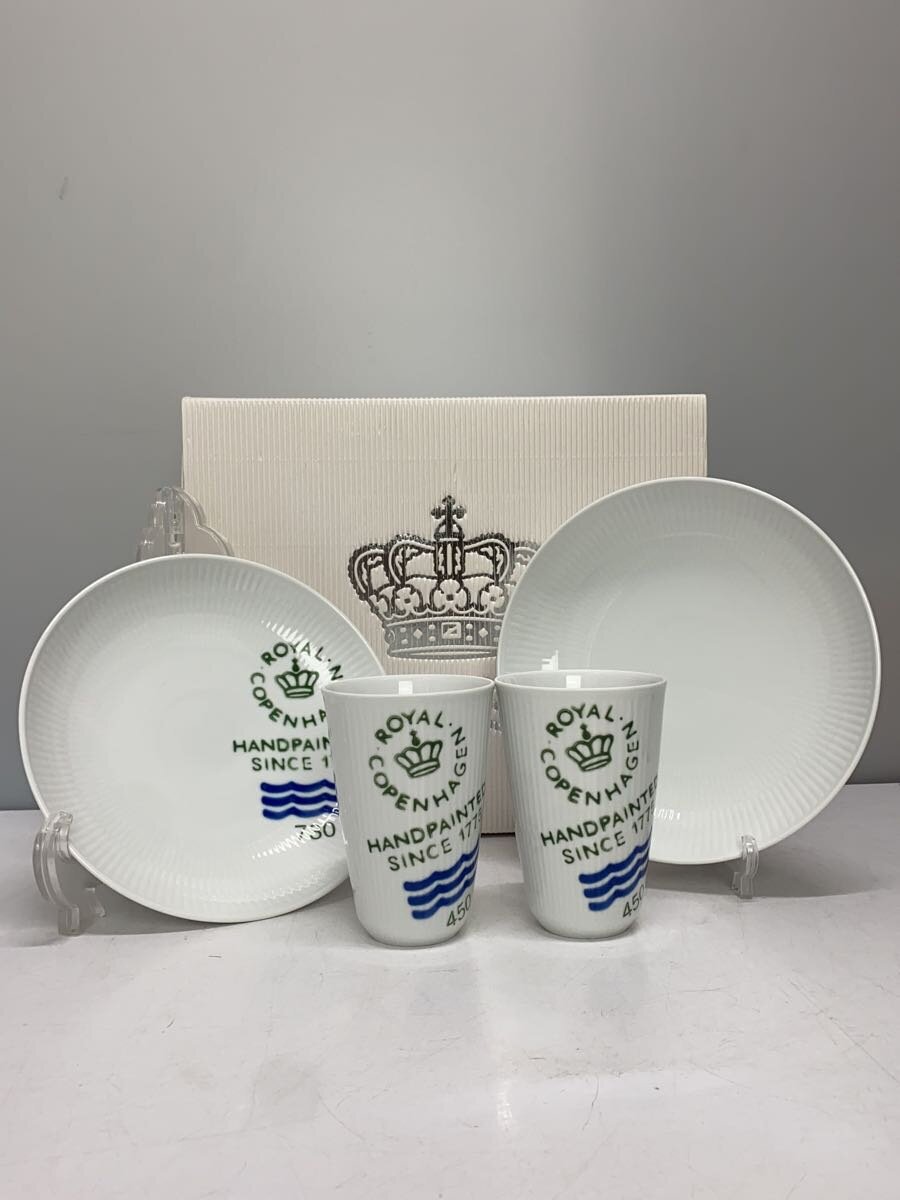 【中古】ROYAL COPENHAGEN◆プレート/4点セット/WHT/プレート2枚カップ2個セット【キッチン用品】｜2ｎｄ STREET 店