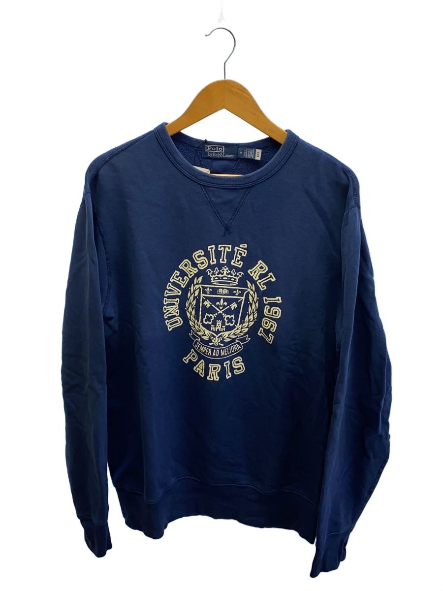 【中古】POLO RALPH LAUREN◆フリースグラフィックスウェット/汗水/M/綿織物/NVY【メンズウェア】