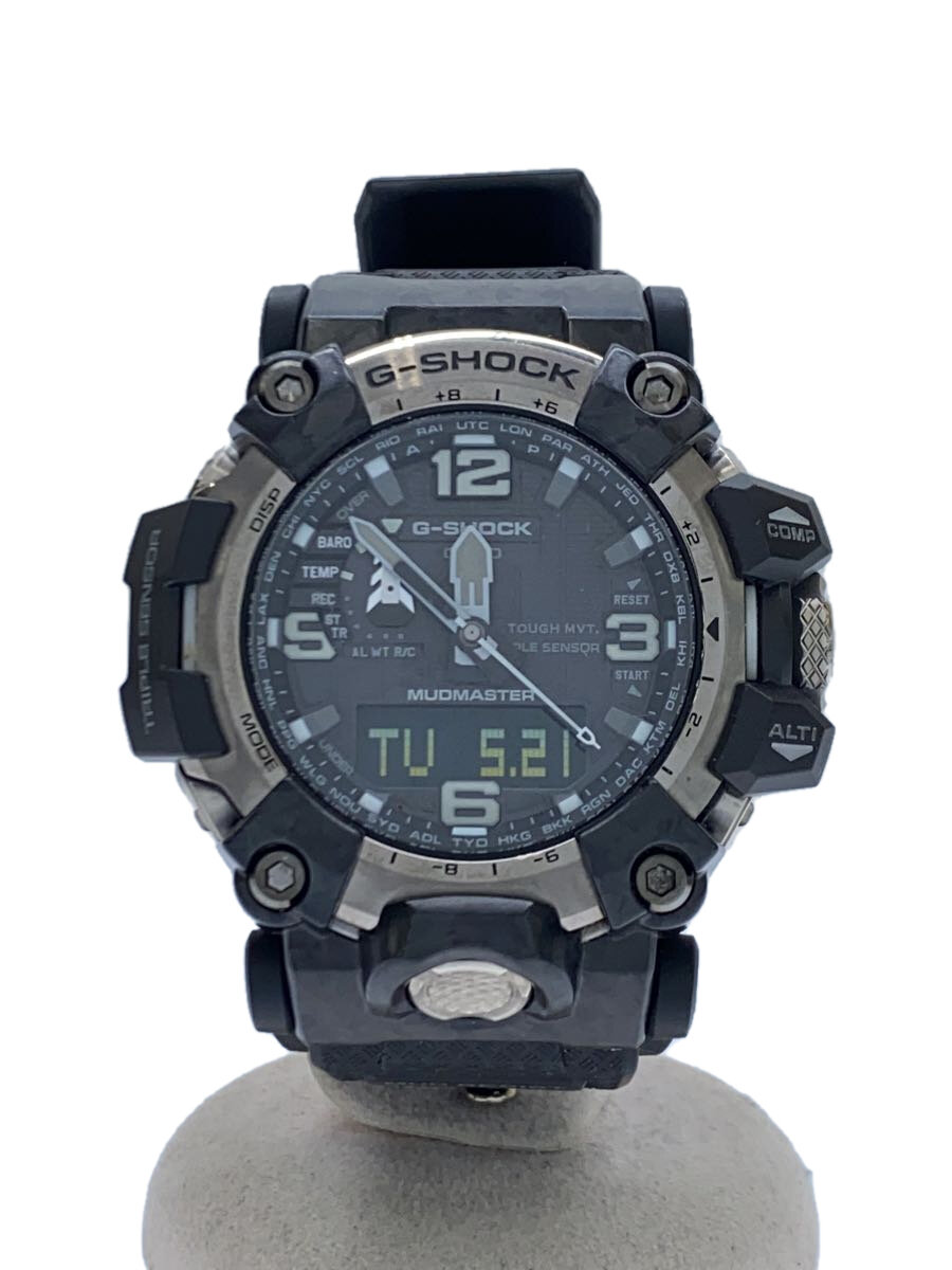 【中古】CASIO◆ソーラーウオッチ_G-SHOCK/デジアナ/天然ゴム/BLK/BLK【服飾雑貨他】