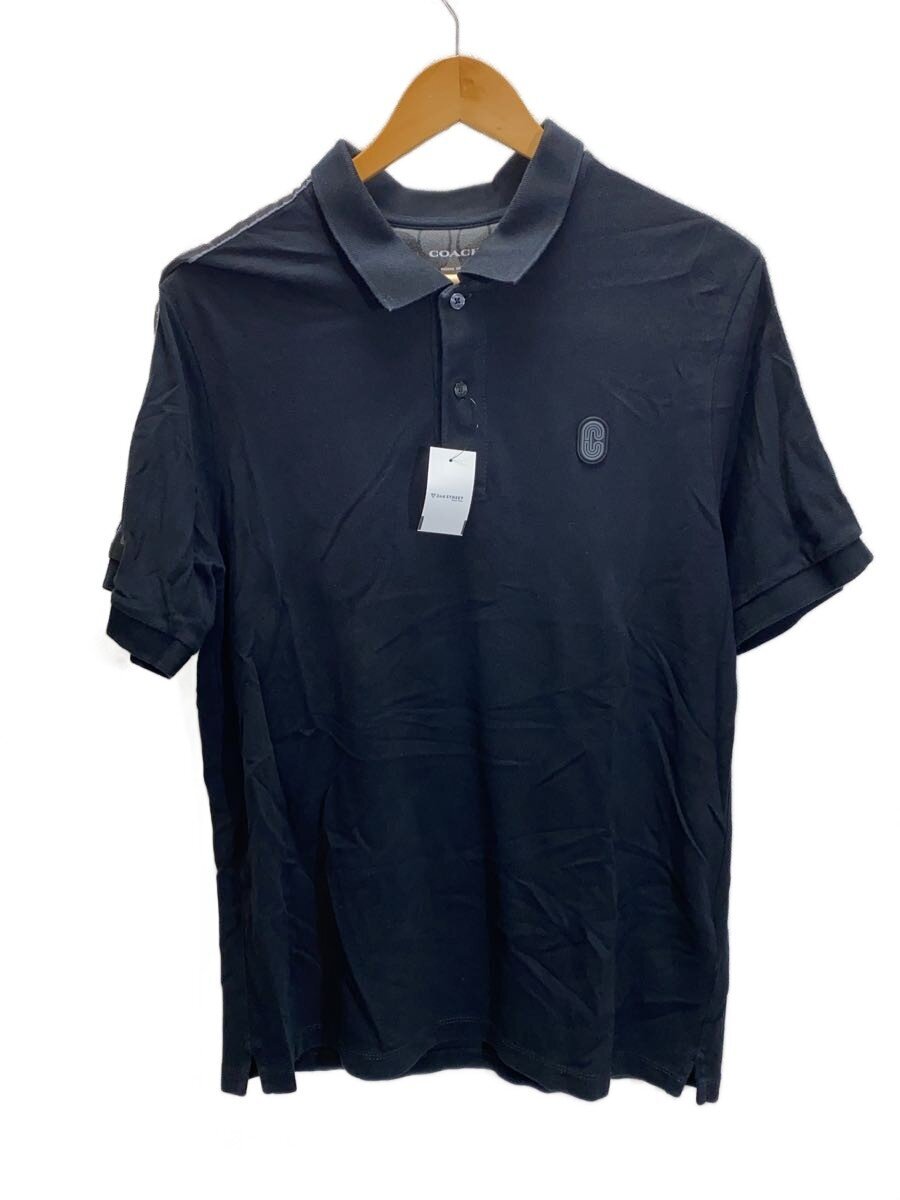 【中古】COACH◆スポーツシャツ/M/綿織物/BLK/無地【メンズウェア】