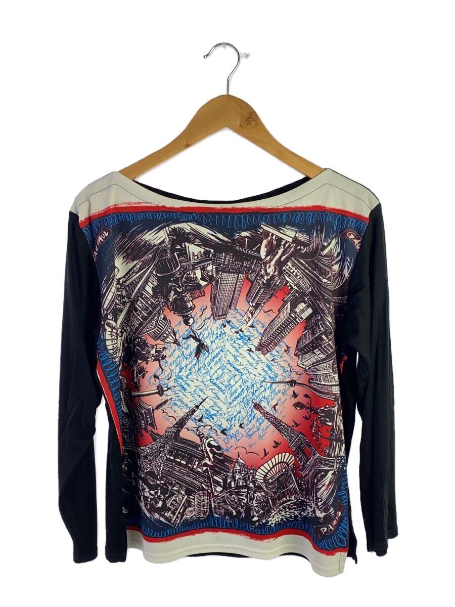 【中古】Jean Paul Gaultier◆I/長袖カットソー/40/ポリエステル/BLK/総柄/jpj023//【レディースお召しもの】