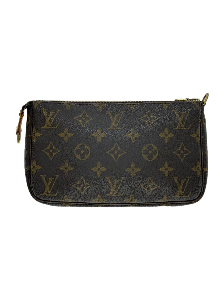 【中古】LOUIS VUITTON◆1)ポシェット・アクセソワール_モノグラム・帆布_BRW/PVC/BRW【御徒面子】