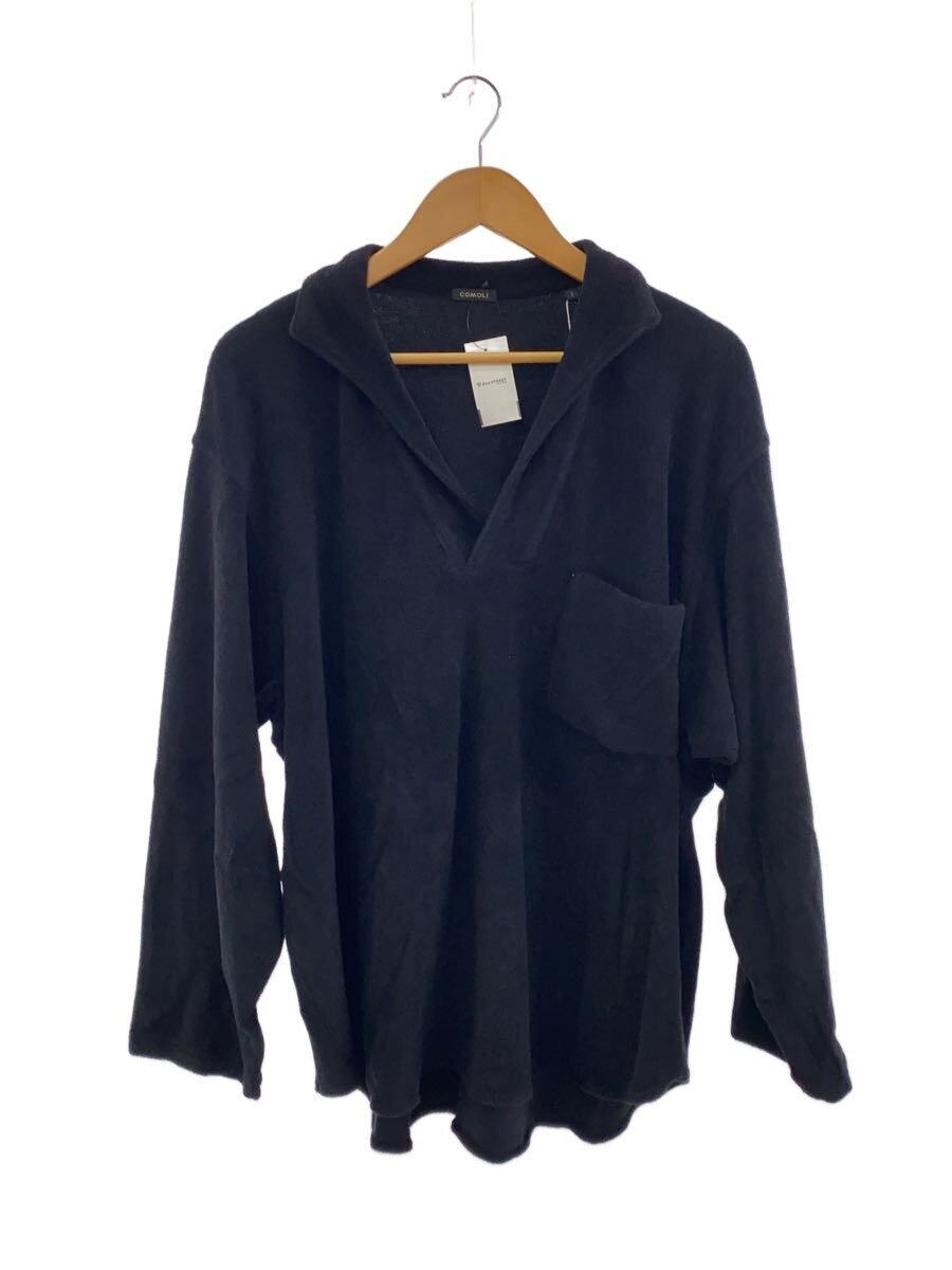 【中古】COMOLI◆25SS/パイルスキッパーシャツ/1/綿織物/BLK/無地/B01-05039【メンズウェア】