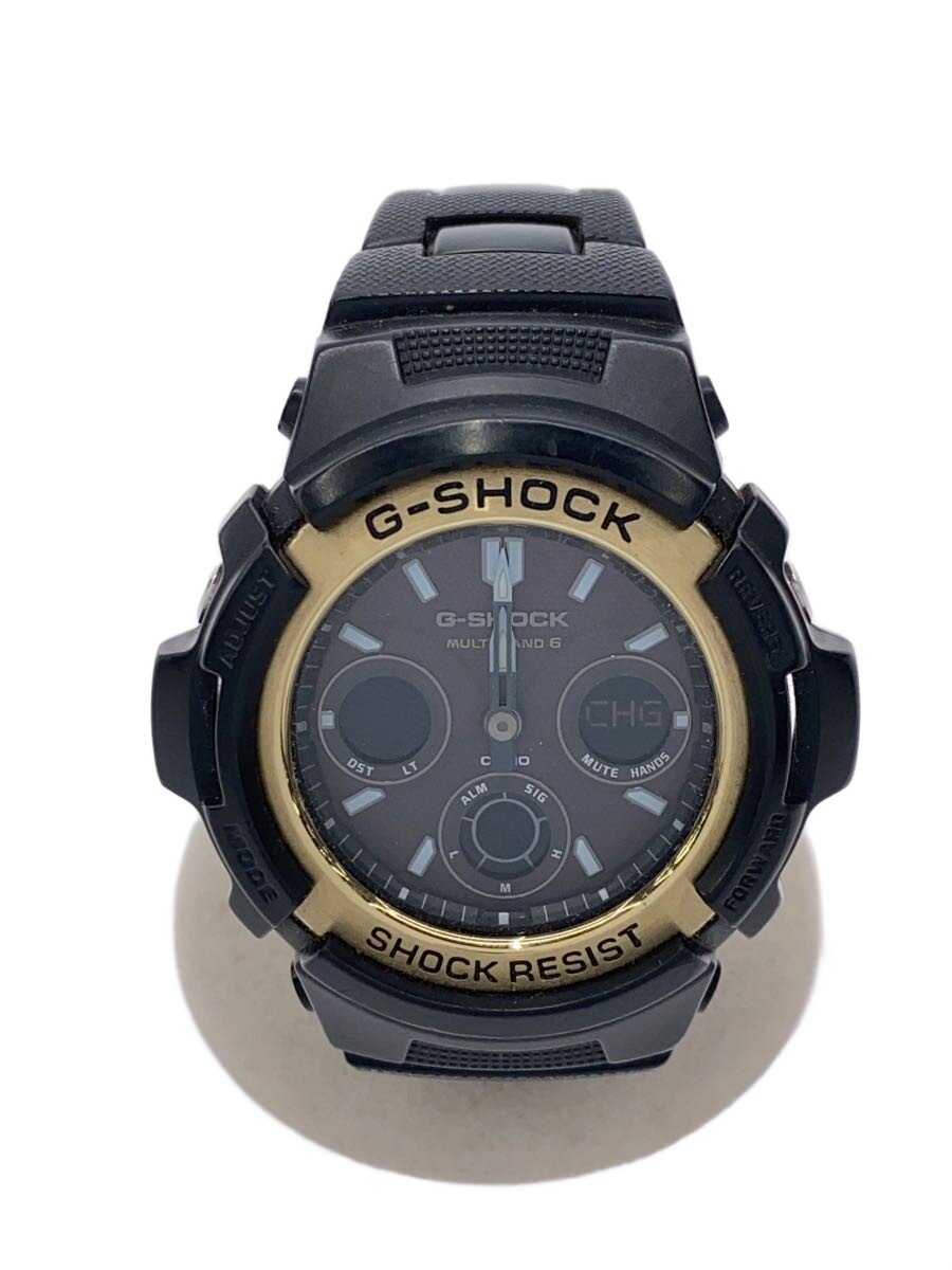 【中古】CASIO◆ソーラーウォッチ/デジアナ/ステンレス鋼/GRY/BLK/AWG-M100BC【服飾雑貨他】